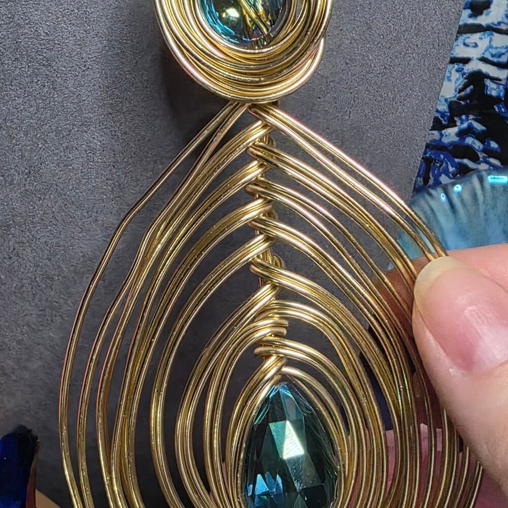 Cato 1946 Wire Wrapped Statement Pendant Necklace Teardrop Gold Tone 53 - Picture 4 of 8